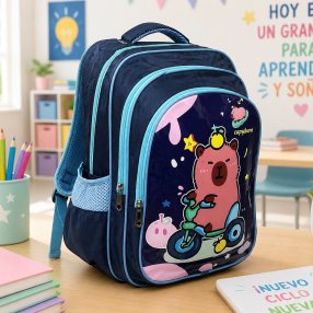 Mochila Infantil Capibara 41×32×16 cm – Resistente, Ligera y con Múlti