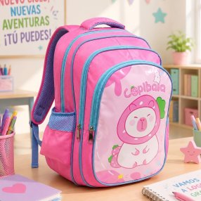 Mochila Infantil Capibara 41×32×16 cm – Resistente, Ligera y con Múlti