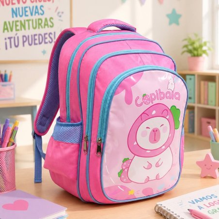 Mochila Infantil Capibara 41×32×16 cm – Resistente, Ligera y con Múlti
