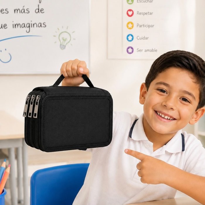 Estuche Organizador Escolar de 3 Niveles con 55 Ranuras