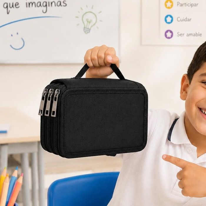 Estuche Organizador Escolar de 3 Niveles con 55 Ranuras