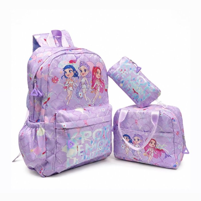 Set Escolar Infantil 3 Piezas con Personajes del Momento y Lonchera Té