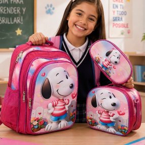 Set Escolar para Primaria con Personajes del Momento y Lonchera Térmic
