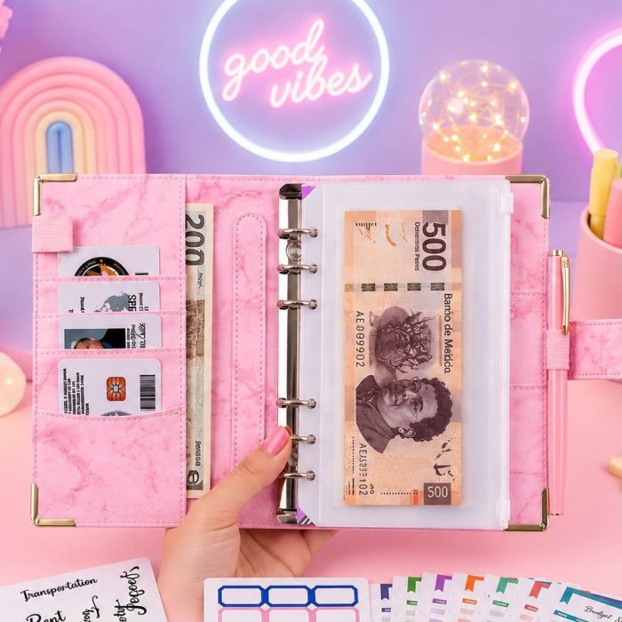 Agenda Financiera A6 con Sistema de Sobres y 6 Argollas