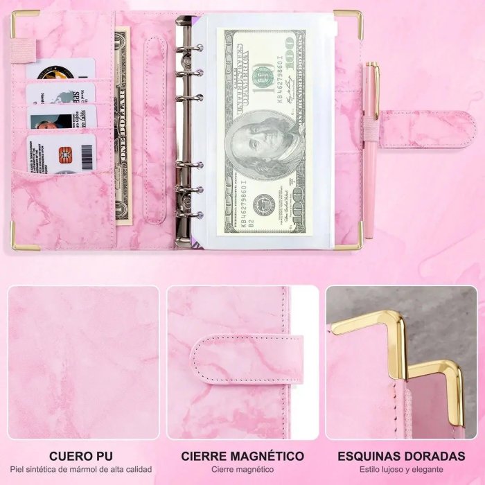 Agenda Financiera A6 con Sistema de Sobres y 6 Argollas