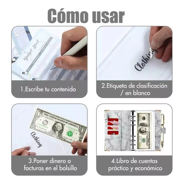 Agenda Financiera A6 con Sistema de Sobres y 6 Argollas
