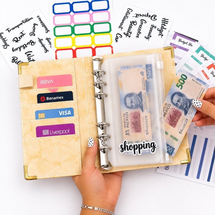 Agenda Financiera A6 con Sistema de Sobres y 6 Argollas