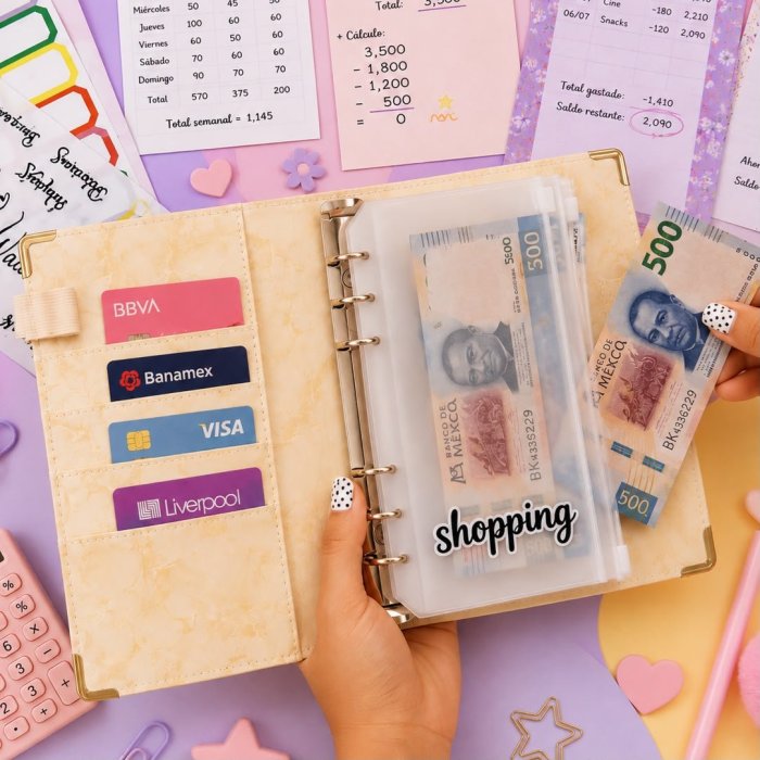 Agenda Financiera A6 con Sistema de Sobres y 6 Argollas