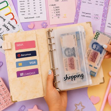 Agenda Financiera A6 con Sistema de Sobres y 6 Argollas