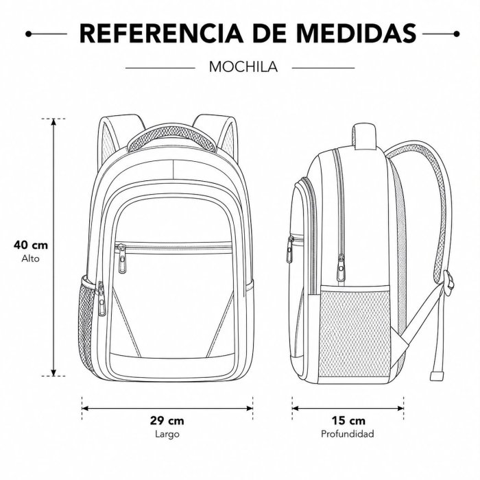 Mochila Juvenil Unisex Multi Compartimentos