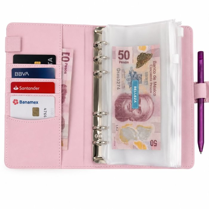Agenda Financiera A6 con Sistema de Sobres y 6 Argollas