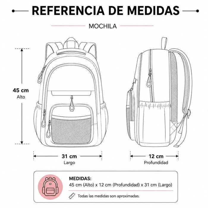 Mochila Juvenil Casual de Gran Capacidad 45 cm