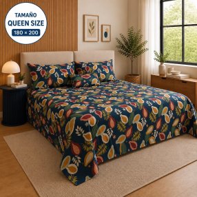 Juego de Sábanas Queen Size 4 Piezas con Fundas para Almohada