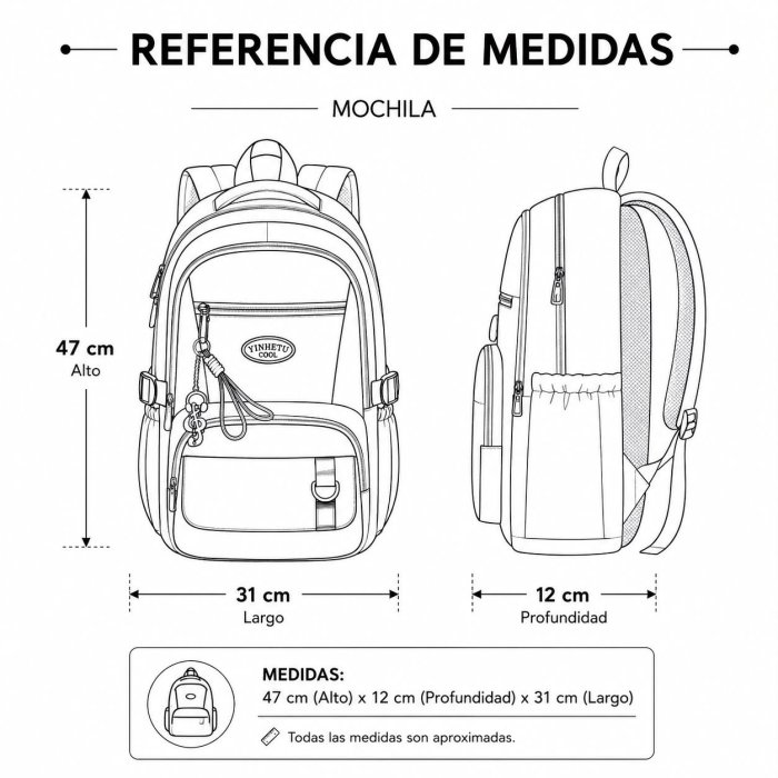 Mochila Juvenil Casual de Gran Capacidad 45 cm