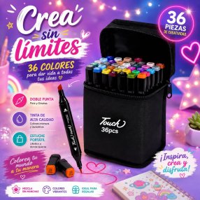 Set 36 Plumones Touch Doble Punta con Estuche