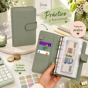 Agenda Financiera A6 con Sistema de Sobres y 6 Argollas