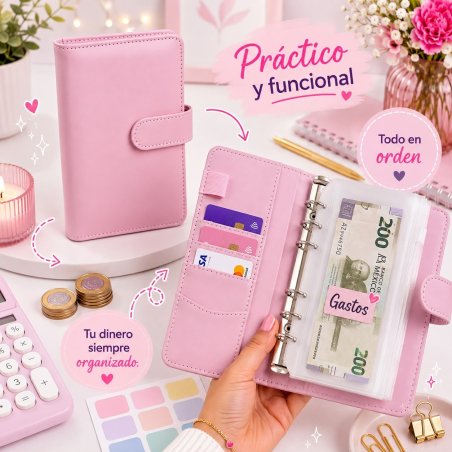 Agenda Financiera A6 con Sistema de Sobres y 6 Argollas