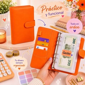 Agenda Financiera A6 con Sistema de Sobres y 6 Argollas