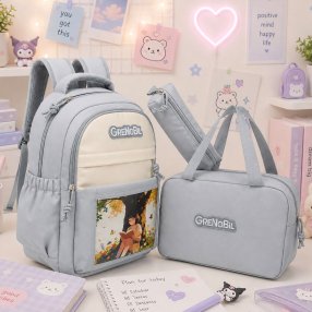 Set Escolar Juvenil 3 Piezas con Mochila Lonchera y Cartuchera