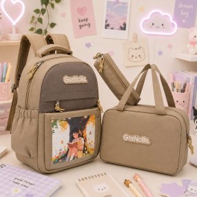 Set Escolar Juvenil 3 Piezas con Mochila Lonchera y Cartuchera