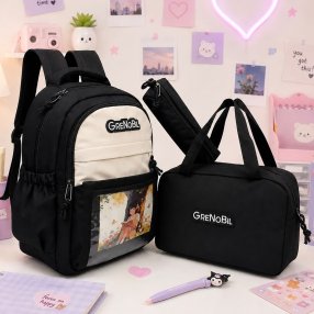 Set Escolar Juvenil 3 Piezas con Mochila Lonchera y Cartuchera