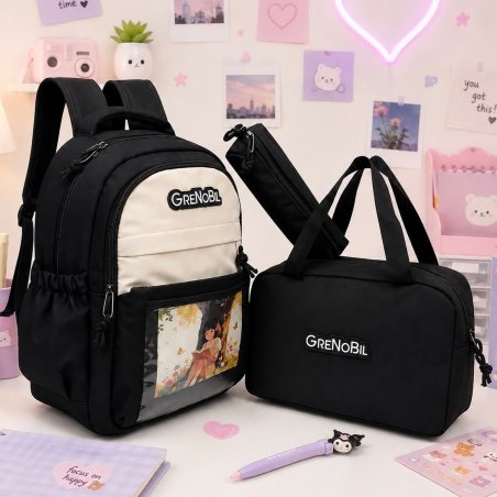 Set Escolar Juvenil 3 Piezas con Mochila Lonchera y Cartuchera