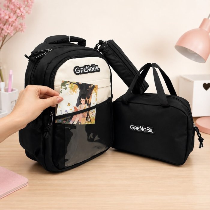 Set Escolar Juvenil 3 Piezas con Mochila Lonchera y Cartuchera