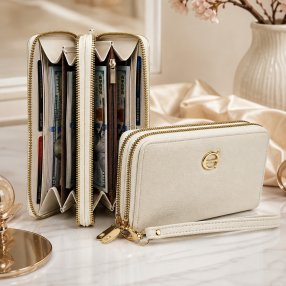 Cartera Doble Cierre KR Blanco Hueso
