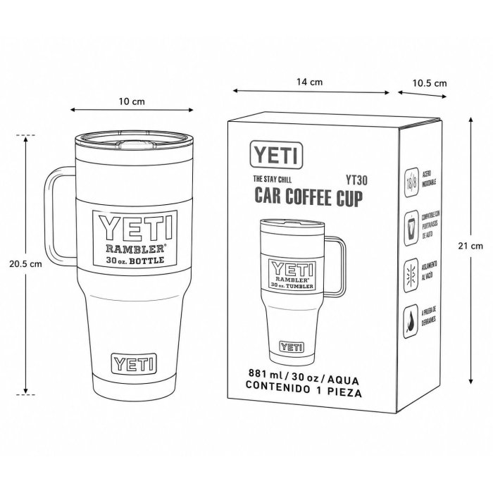Termo YETI Rambler 30 oz con Asa – 887 ml