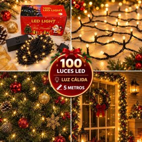 Serie Navideña 100 Luces LED Cálidas de 5 Metros