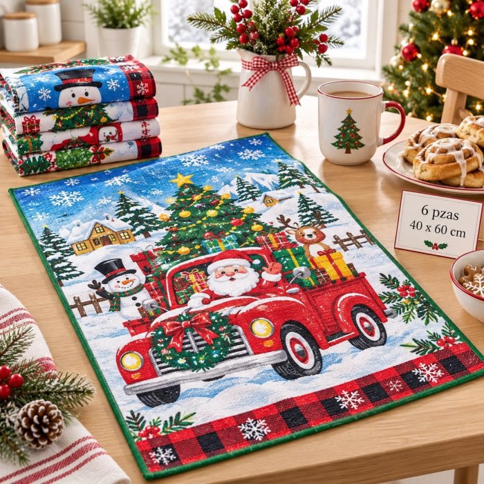 Media Docena Toallas Navideñas 40x60 cm – 6 Piezas Surtidas