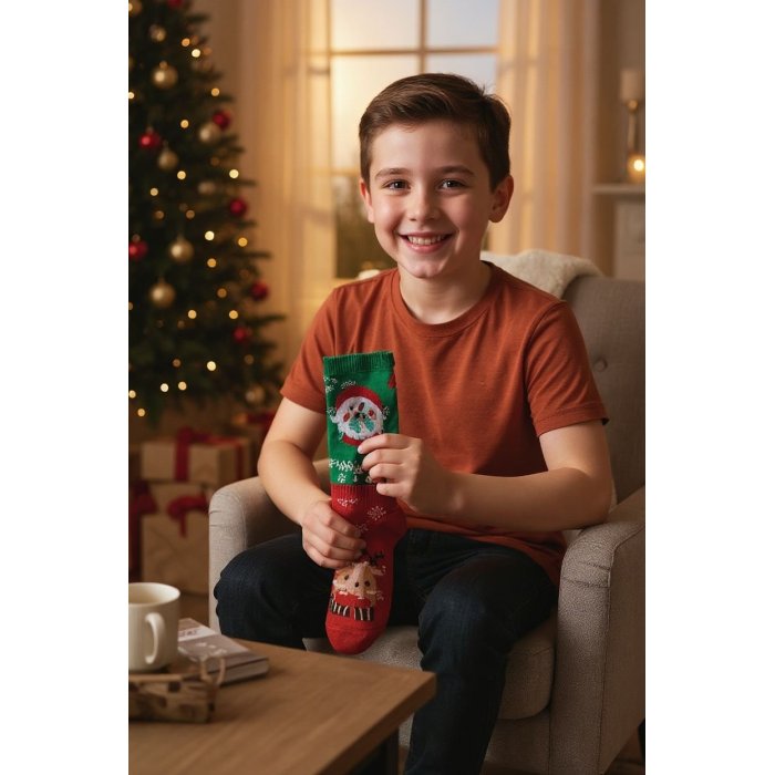Caja con 5 Pares de Calcetines Navideños Juveniles – Diseños Surtidos