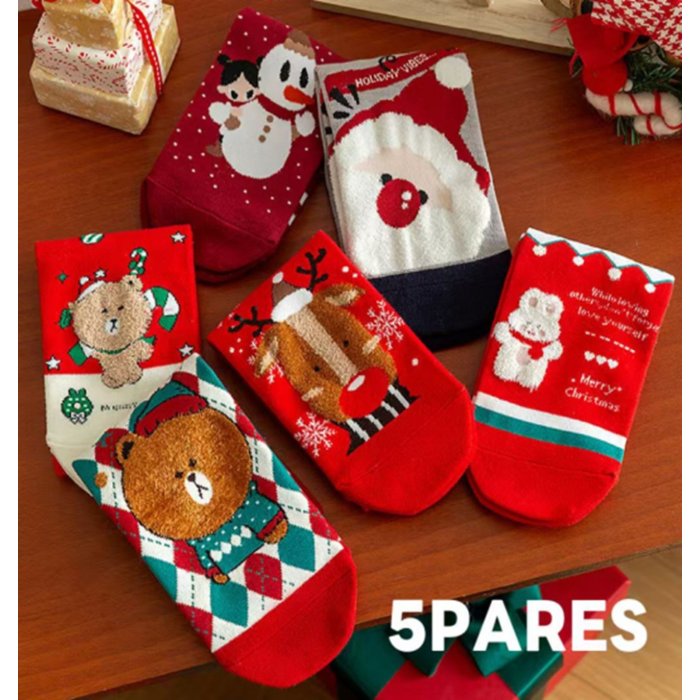Caja con 5 Pares de Calcetines Navideños Juveniles – Diseños Surtidos