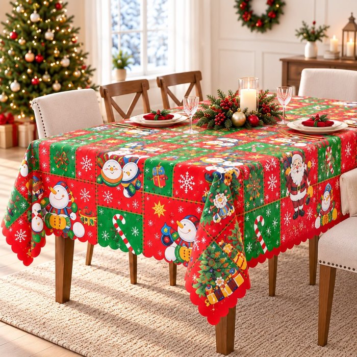 Mantel Navideño Rectangular Lavable 150x250 cm de Poliéster