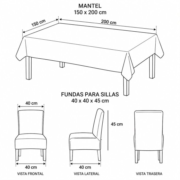 Juego Navideño Mantel 150x250 cm + 6 Fundas para Silla