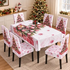 Juego Navideño Mantel 150x250 cm + 6 Fundas para Silla