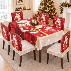 Juego Navideño Mantel 150x250 cm + 6 Fundas para Silla