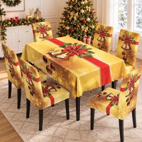 Juego Navideño Mantel 150x250 cm + 6 Fundas para Silla