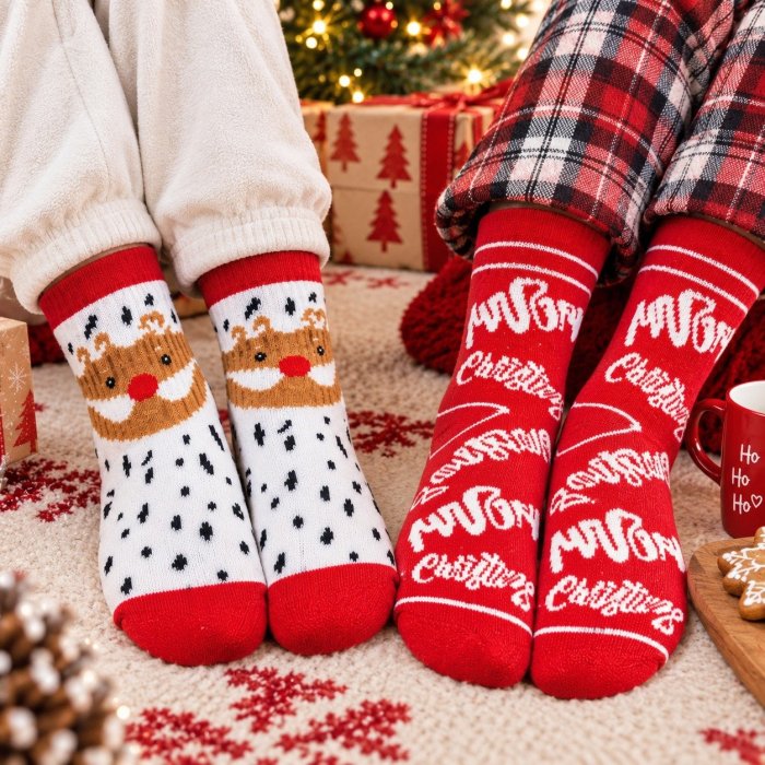 Caja con 5 Pares de Calcetines Navideños Juveniles – Diseños Surtidos