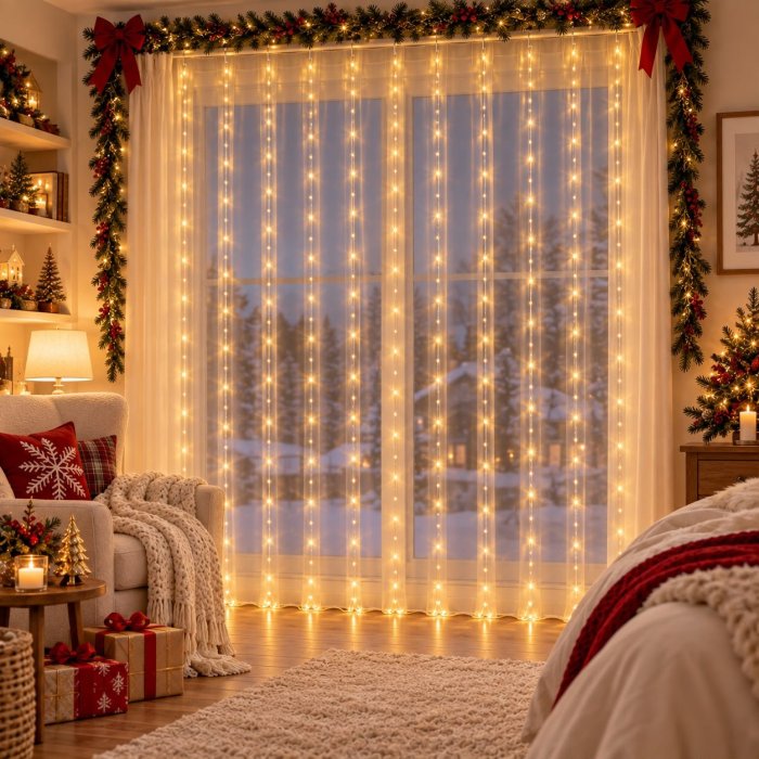 Cortina de Luz LED 3x3 m USB con Control Remoto y 8 Funciones