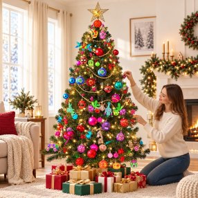 Árbol Navideño 1.60 m Verde Tradicional | Pino Navidad con Base Metál
