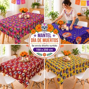 Mantel Día de Muertos 150x250 cm 100% Poliéster