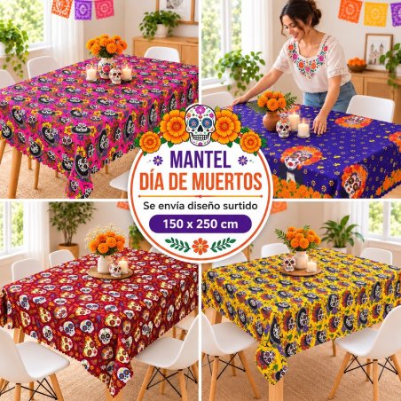 Mantel Día de Muertos 150x250 cm 100% Poliéster