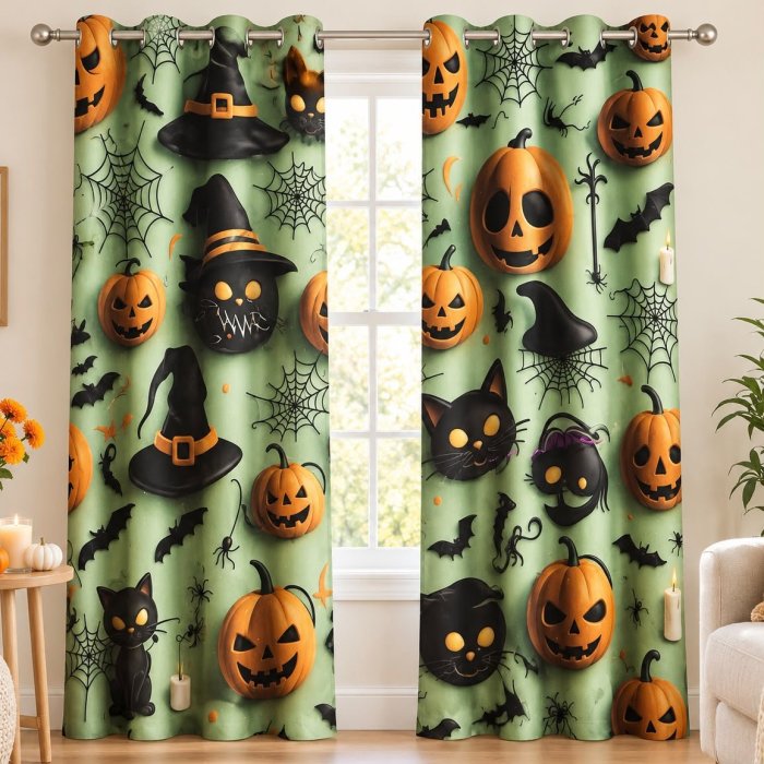 Set 2 Cortinas Día de Muertos 140x230 cm 100% Poliéster