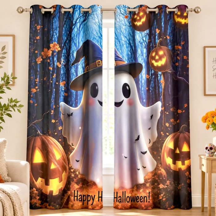 Set 2 Cortinas Día de Muertos 140x230 cm 100% Poliéster