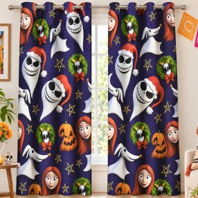 Set 2 Cortinas Día de Muertos 140x230 cm 100% Poliéster