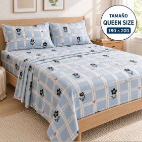 Juego de Sábanas Queen Size 4 Piezas con Fundas para Almohada