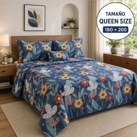Juego de Sábanas Queen Size 4 Piezas con Fundas para Almohada