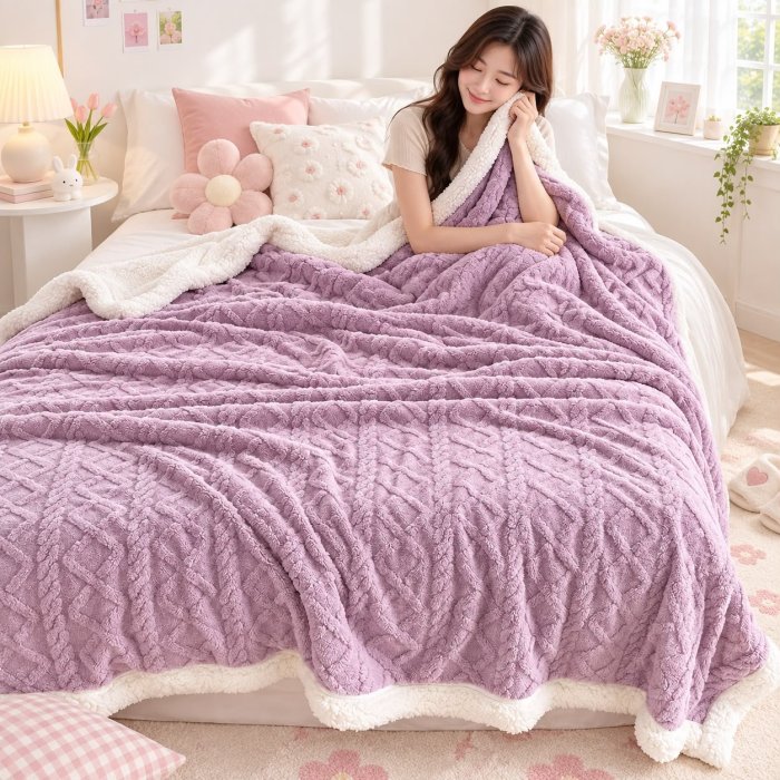 Frazada Trenzada Borreguito 2.00x2.20 m Plush Sherpa