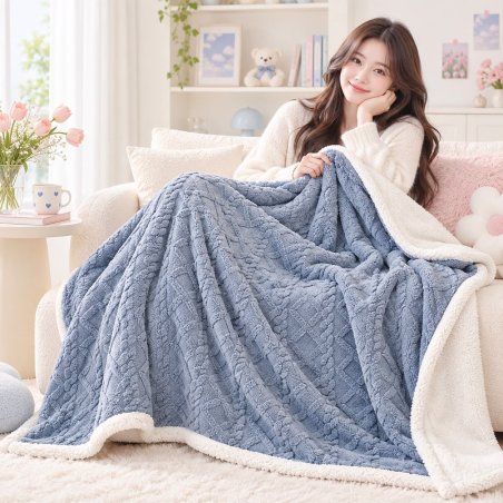 Frazada Trenzada Borreguito 2.00x2.20 m Plush Sherpa